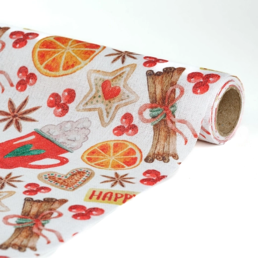 Decorative table runner with spice and orange motif