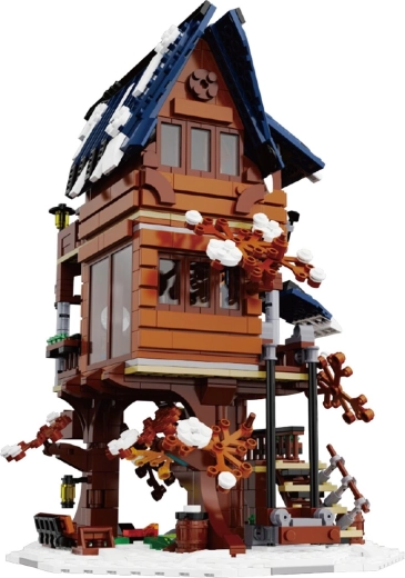 Illuminated house with movable elements