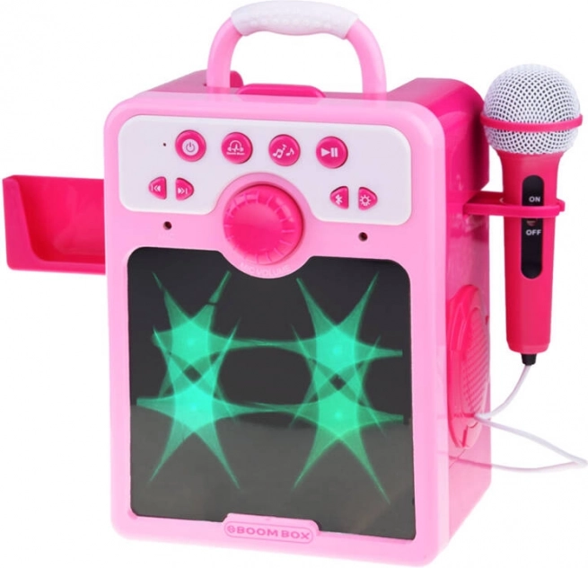 Ružičasti dječji boombox s mikrofonom