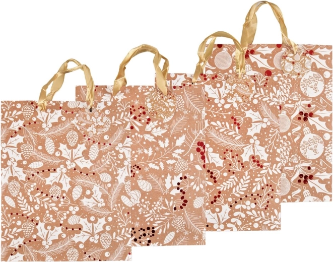 Božićna papirnata poklon-vrećica s reljefnim utiskom 26 × 10 × 32 cm (4 varijante)
