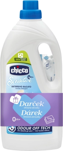 Chicco gel za pranje Baby Sensitive 1,5 l + vlažne maramice 72 kom gratis