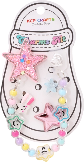 Set of decorative accessories for slippers – glittering star and beaded chain