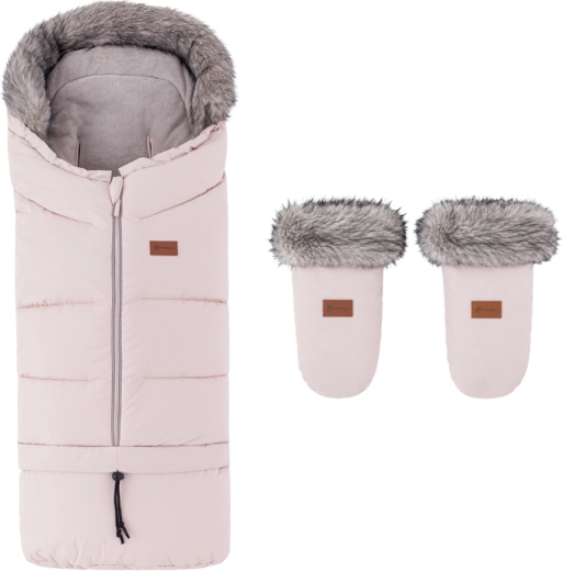 PETITE&MARS Arctic 4-in-1 winter footmuff with Fjora Rose Petal stroller mittens - 2 pcs