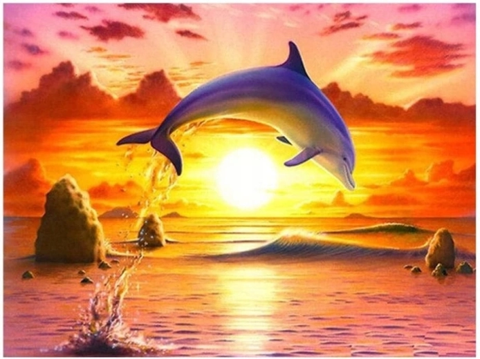 Norimpex Slikanje po brojevima Delfin koji skače pri zalasku sunca 40 × 50 cm