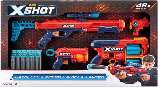 Set pištolja X-Shot Combo Hawk Eye + Xcess + Fury 4 + Micro