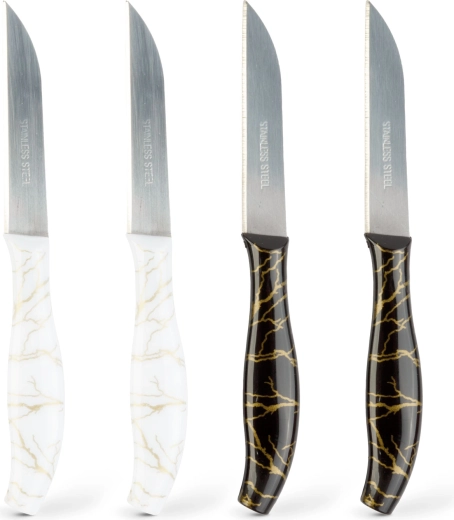 Decorative black-and-white handles