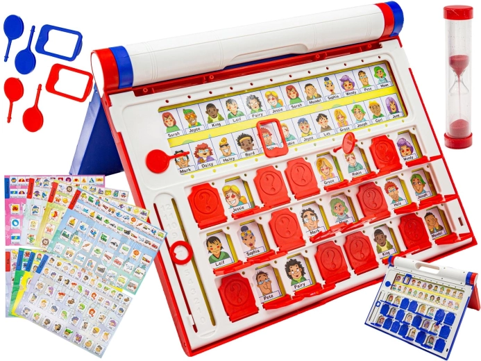 Guess Who? board memory game with a board and 8 cards