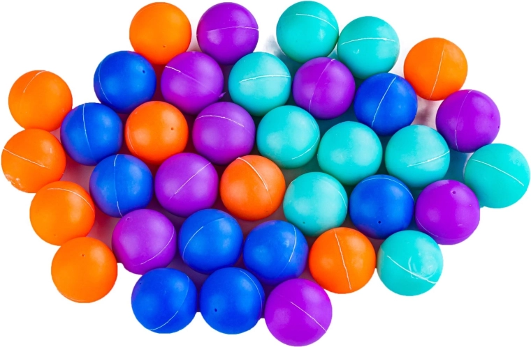 Colorful marbles and “cheese” sticks in the package