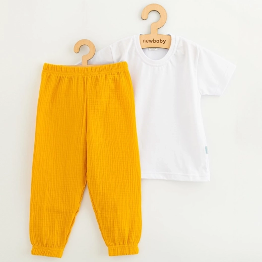 Children's Cotton T-Shirt and Muslin Trousers Set New Baby Kindergarten Toffee
