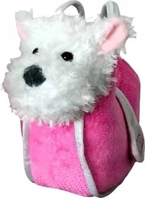 Plišana kuca West Highland White Terrier u ružičastoj torbici