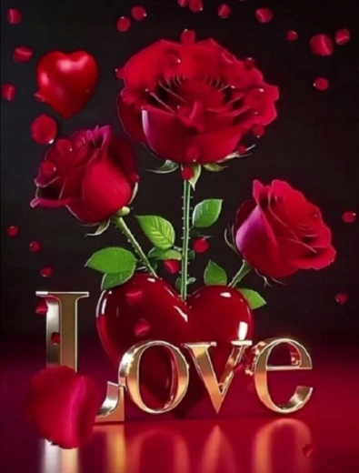 Norimpex diamond painting red roses with the word Love 30 × 40 cm