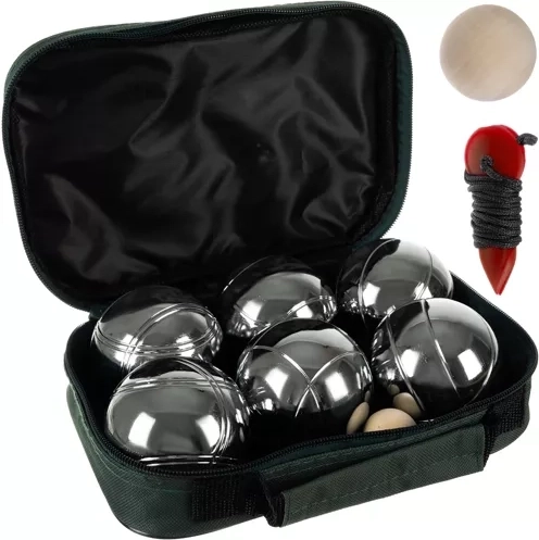 Komplet Pétanque – 6 kromiranih metalnih kugli s torbicom