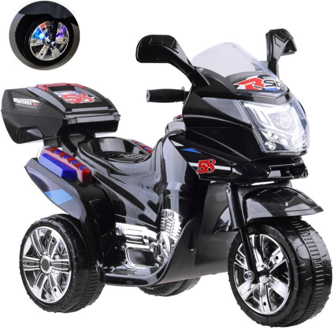 Dječji električni motocikl s LED svjetlima – crna