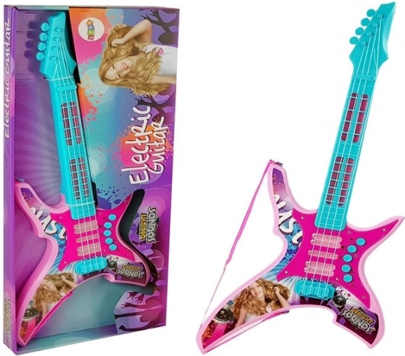Dječja električna gitara s treperećim svjetlima i zvukovima, ružičasta, 62 cm