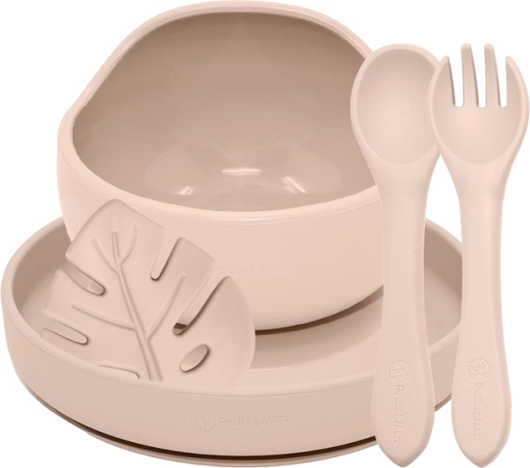 Petite&Mars silicone dining set take&match desert sand 4 pcs (6m+)