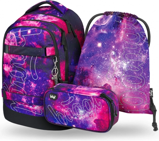 Školski set Baagl Galaxy: ruksak, pernica, vrećica