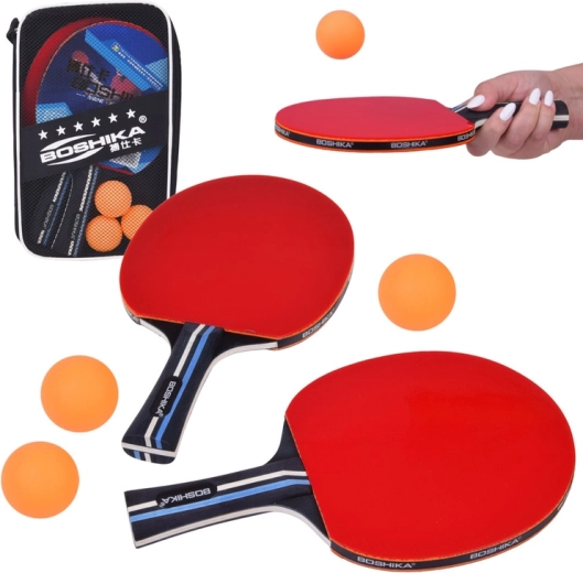 Set za stolni tenis: 2 drvena reketa, 3 loptice i futrola