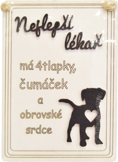 Drvena dekorativna ploča „Najbolji liječnik pas…“