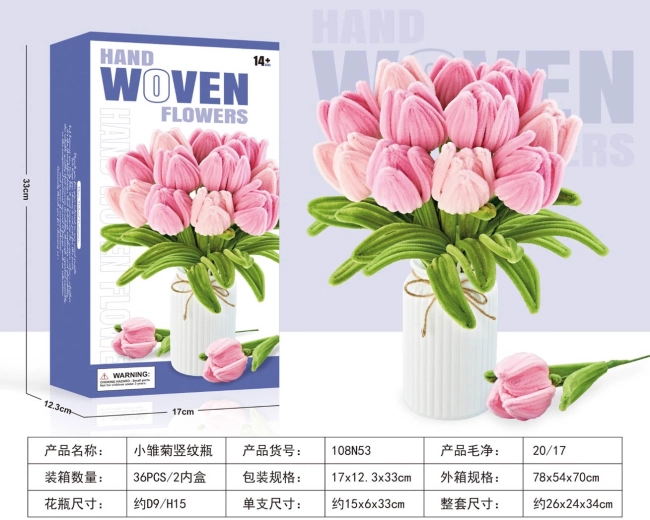 Creative kit for making a soft bouquet of tulips in a vase