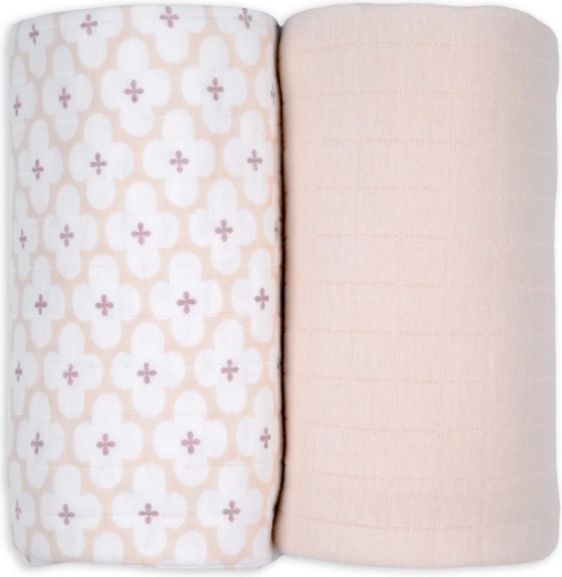 Lodger swaddler od organskog pamuka 110 × 110 cm (2 kom) – matcha/powder