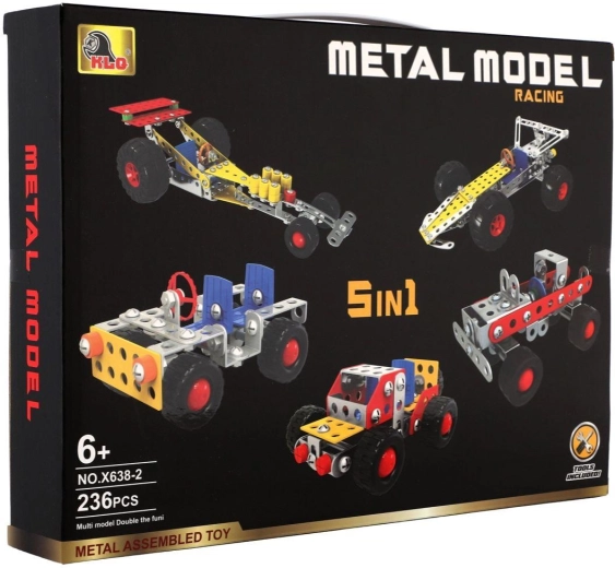 Metalna konstrukcijska slagalica 5u1 – automobili, 236 dijelova