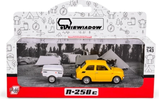 Fiat 126p with Short Yellow Niewiad K-612 Trailer