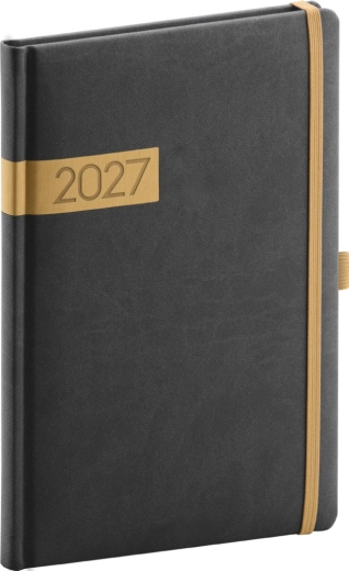 Notique tjedni planer Twill 2027 crno-zlatni 15 × 21 cm