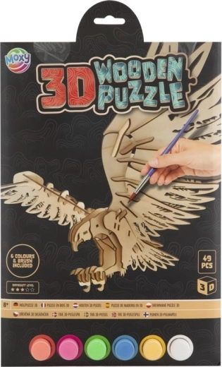 MOXY drvena 3D slagalica za bojanje – orao