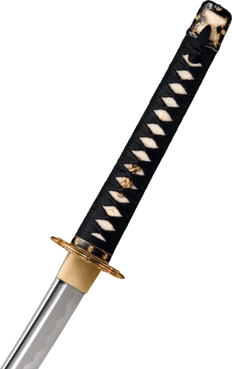 Damascus blade with traditional hamon