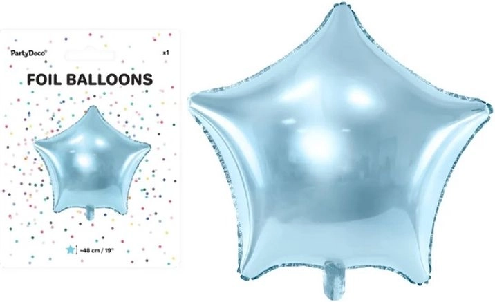 Folijski balon u obliku zvijezde, svijetloplavi, 48 cm