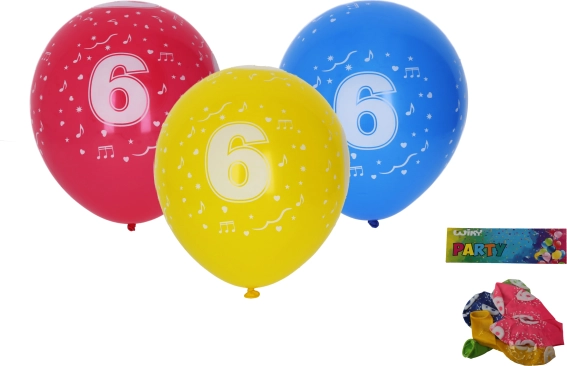 Baloni 30 cm s brojem 6 – set 5 kom