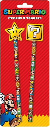 Školski set olovaka s gumicom i topperom Super Mario