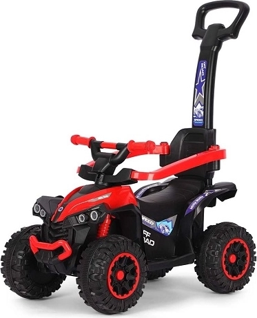 Dječja guralica quad Wild red s ručkom za vođenje
