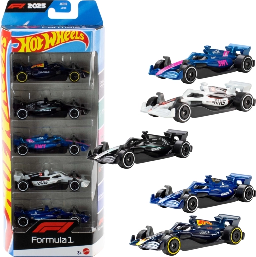 Hot Wheels Formula 1 1:64 Scale Car Set - 5 Pieces