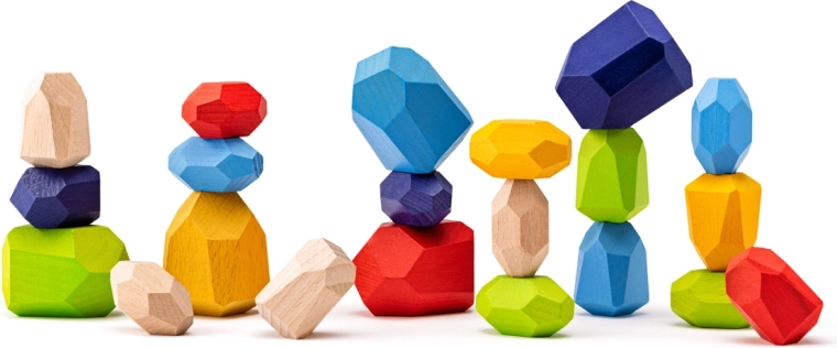 Woody Colourful Wooden Balancing Stones 21 pcs