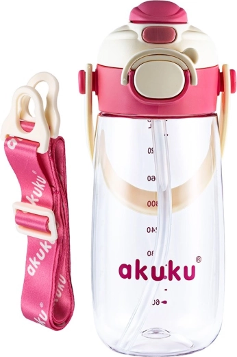 Akuku školska bočica sa slamkom 480 ml ružičasta
