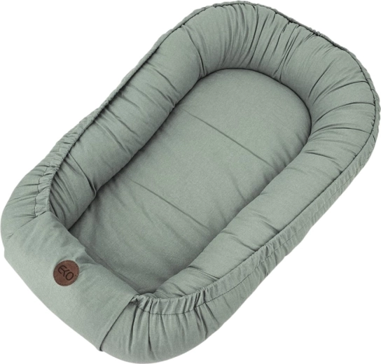 EKO cotton baby nest, dark beige, 85 × 50 cm – Olive Green