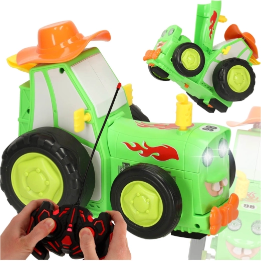 Zeleni RC traktor koji skače i pleše sa zvukom