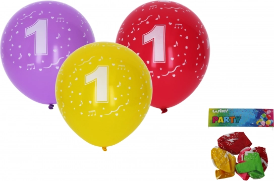 Nafukavajući baloni 30 cm s brojem 1 – set 5 kom