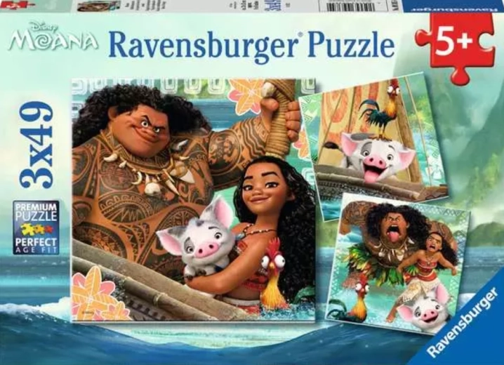 Ravensburger slagalica Hrabre Vaiana: Rođena za putovanja 3×49 dijelova
