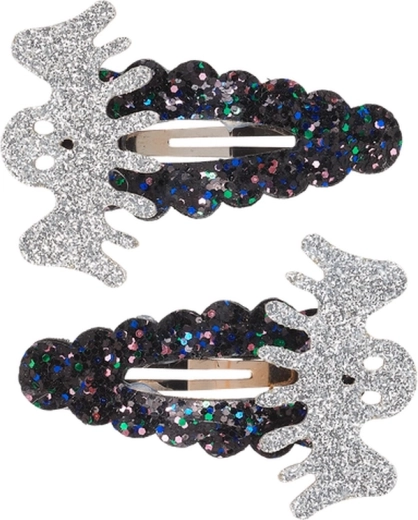 Souza! hair clips with silver ghosts, 2 pieces