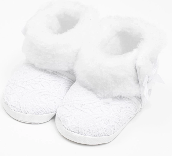 Dječje zimske čipkaste čizmice New Baby, bijele, 0–3 mjeseca