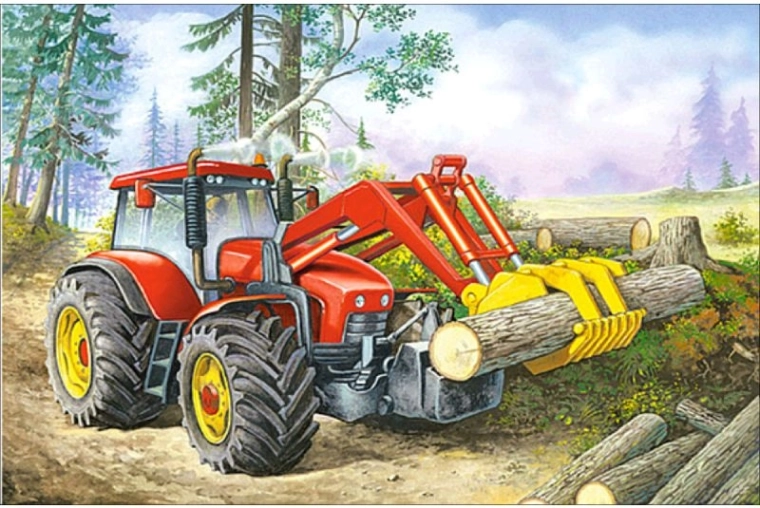 Diamond painting (diamond embroidery) tractor with grapple 35 × 25 cm