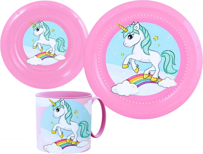 Dječji plastični set za jelo Unicorn (3-dijelni)