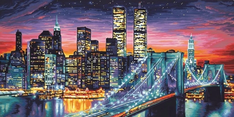 Dijamantno slikanje Noćni New York 30 × 40 cm