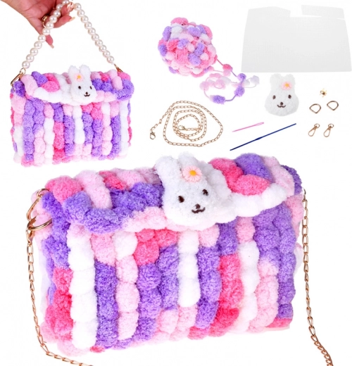 Kreativni DIY set za izradu pufaste pompom torbice sa zečićem