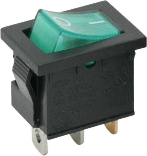 Rocker switch OFF-ON with green illumination