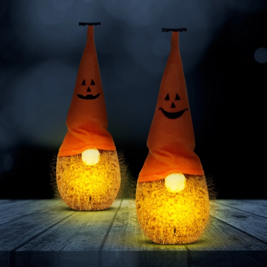 Halloween LED gnome made of polyester, 20 cm - 1 piece