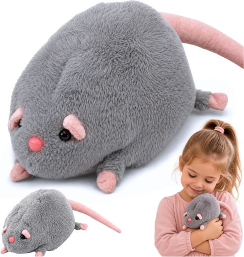 Plišani miš s dugim repom, sivi 40 cm - 1 komad
