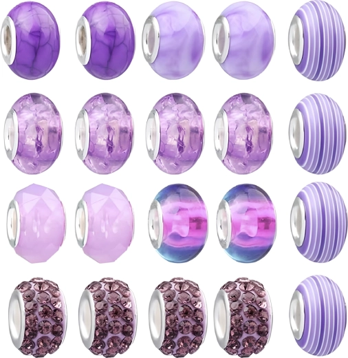 Purple beads with effects and a metal core